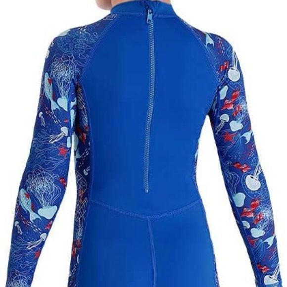 DIVE & SAIL Kids One Piece Long/Short Sleeve Swimsuit Sun Protection Sunsuit - Picture 4 of 9